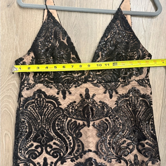 Free People Night Shimmer Mini Dress Black Nude Sequin Cocktail Size 6 - Picture 11 of 11